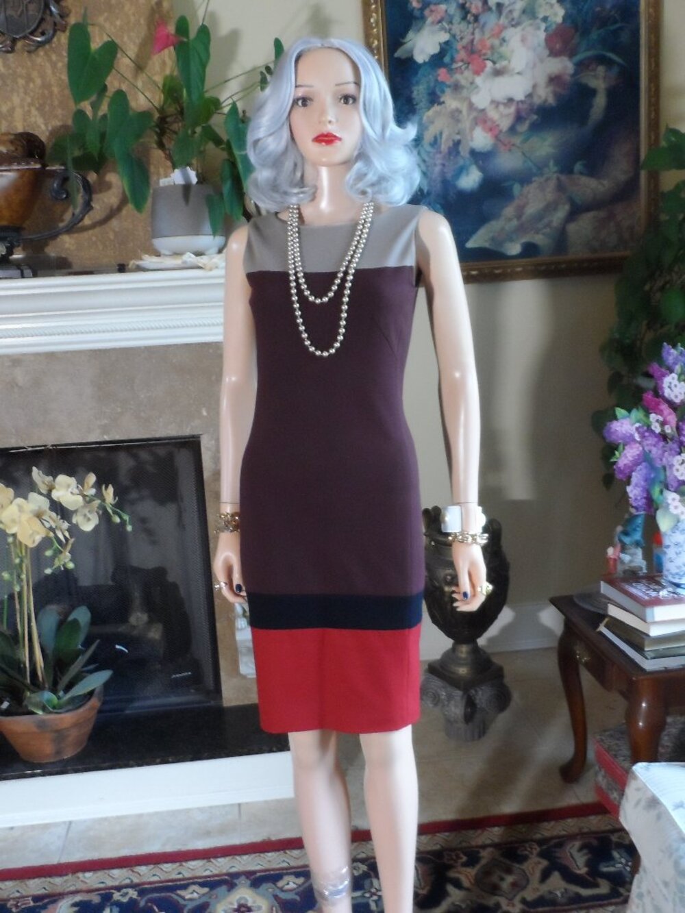 Akris Punto Colorblock Sleeveless Sheath Dress Size US 2